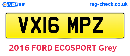 VX16MPZ are the vehicle registration plates.