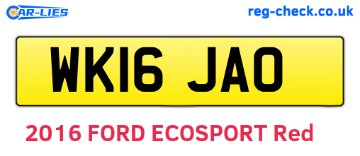WK16JAO are the vehicle registration plates.