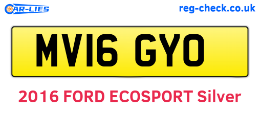 MV16GYO are the vehicle registration plates.