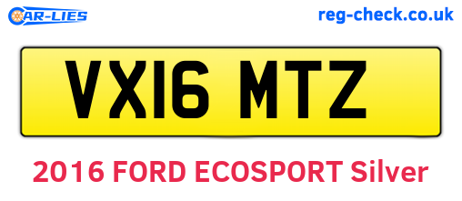 VX16MTZ are the vehicle registration plates.