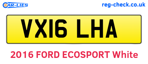VX16LHA are the vehicle registration plates.