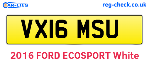 VX16MSU are the vehicle registration plates.