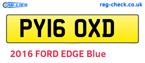 PY16OXD are the vehicle registration plates.