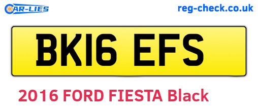 BK16EFS are the vehicle registration plates.