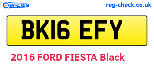 BK16EFY are the vehicle registration plates.