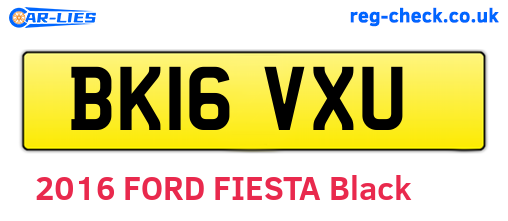 BK16VXU are the vehicle registration plates.