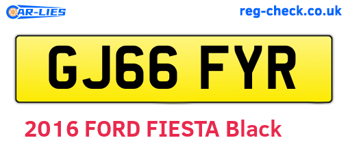 GJ66FYR are the vehicle registration plates.
