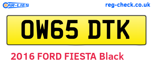 OW65DTK are the vehicle registration plates.