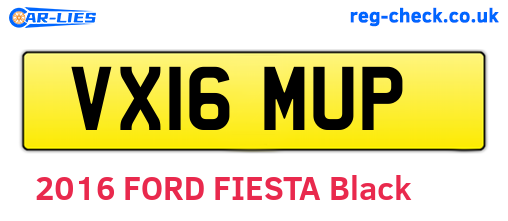 VX16MUP are the vehicle registration plates.