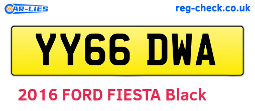 YY66DWA are the vehicle registration plates.