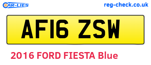 AF16ZSW are the vehicle registration plates.
