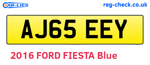 AJ65EEY are the vehicle registration plates.