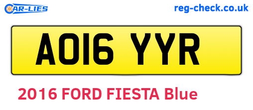 AO16YYR are the vehicle registration plates.