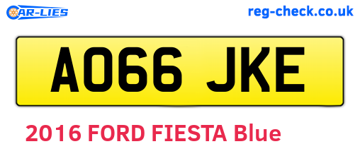 AO66JKE are the vehicle registration plates.