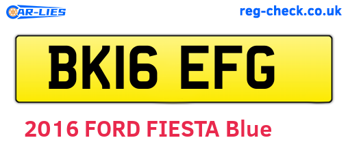 BK16EFG are the vehicle registration plates.