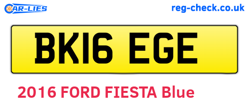 BK16EGE are the vehicle registration plates.