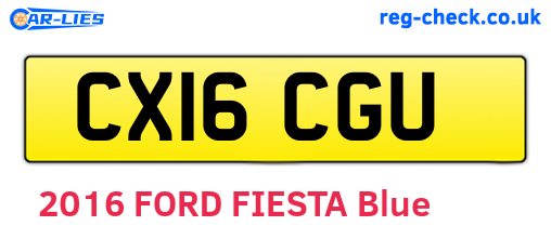 CX16CGU are the vehicle registration plates.