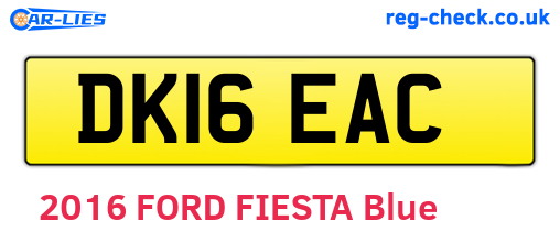 DK16EAC are the vehicle registration plates.