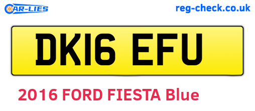 DK16EFU are the vehicle registration plates.