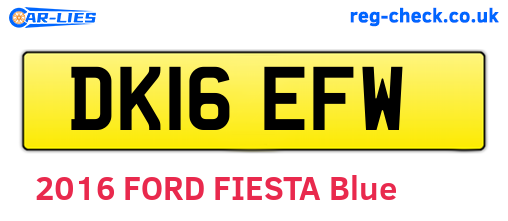 DK16EFW are the vehicle registration plates.