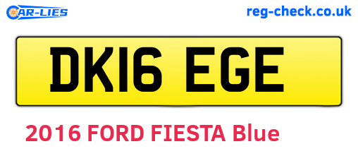 DK16EGE are the vehicle registration plates.