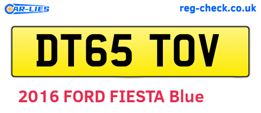 DT65TOV are the vehicle registration plates.