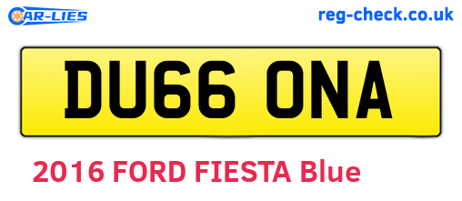 DU66ONA are the vehicle registration plates.