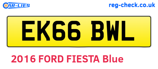 EK66BWL are the vehicle registration plates.