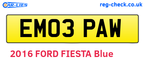 EM03PAW are the vehicle registration plates.