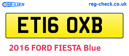 ET16OXB are the vehicle registration plates.