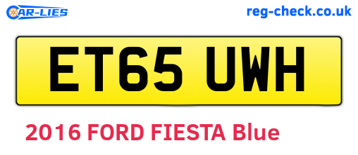 ET65UWH are the vehicle registration plates.