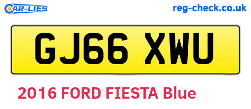 GJ66XWU are the vehicle registration plates.