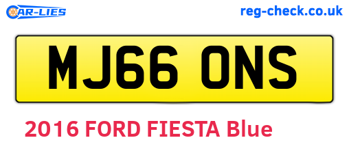 MJ66ONS are the vehicle registration plates.