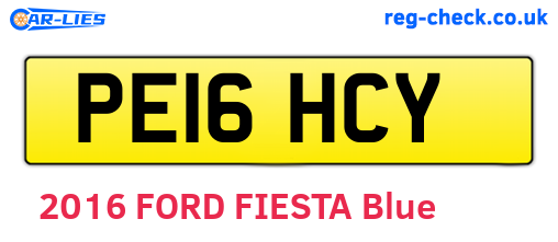 PE16HCY are the vehicle registration plates.