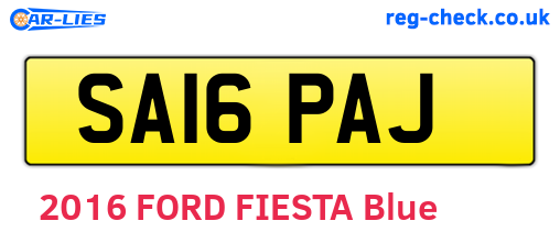 SA16PAJ are the vehicle registration plates.