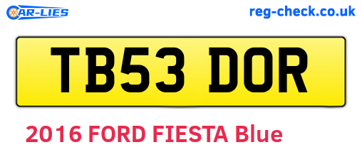 TB53DOR are the vehicle registration plates.