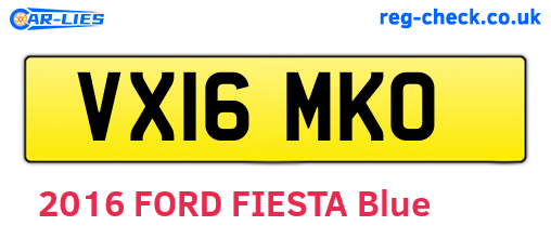VX16MKO are the vehicle registration plates.