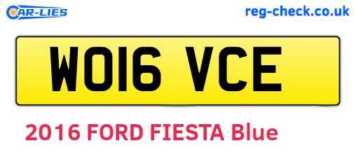 WO16VCE are the vehicle registration plates.