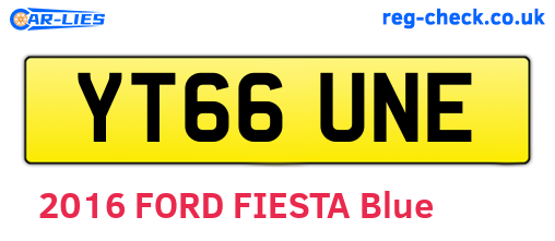 YT66UNE are the vehicle registration plates.
