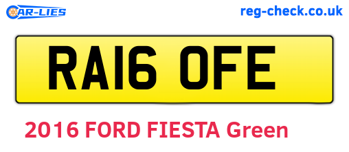 RA16OFE are the vehicle registration plates.