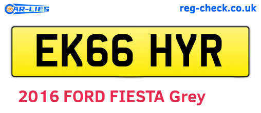 EK66HYR are the vehicle registration plates.