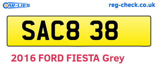 SAC838 are the vehicle registration plates.