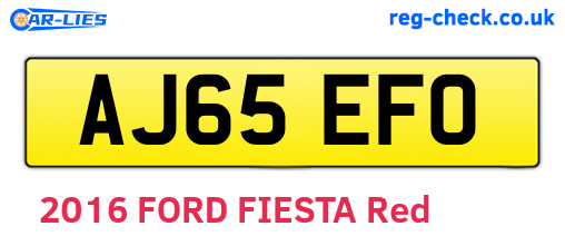 AJ65EFO are the vehicle registration plates.
