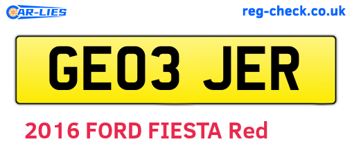 GE03JER are the vehicle registration plates.