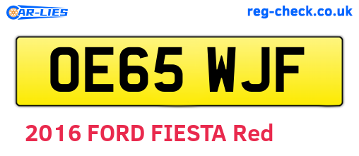 OE65WJF are the vehicle registration plates.