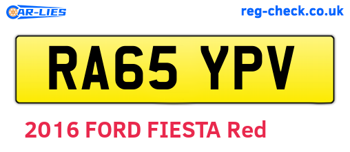 RA65YPV are the vehicle registration plates.