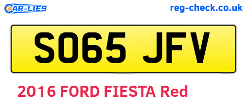 SO65JFV are the vehicle registration plates.