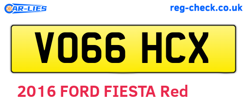 VO66HCX are the vehicle registration plates.