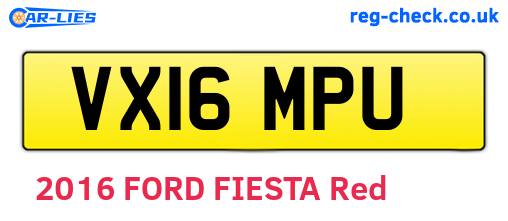 VX16MPU are the vehicle registration plates.
