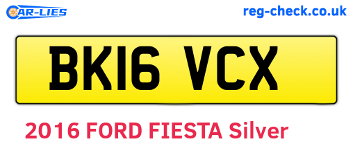 BK16VCX are the vehicle registration plates.